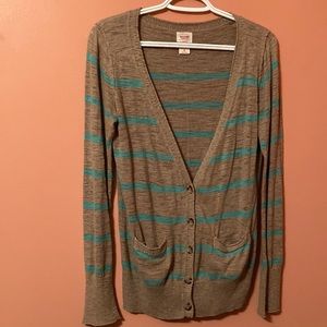 Brown Striped Boyfriend Cardigan
